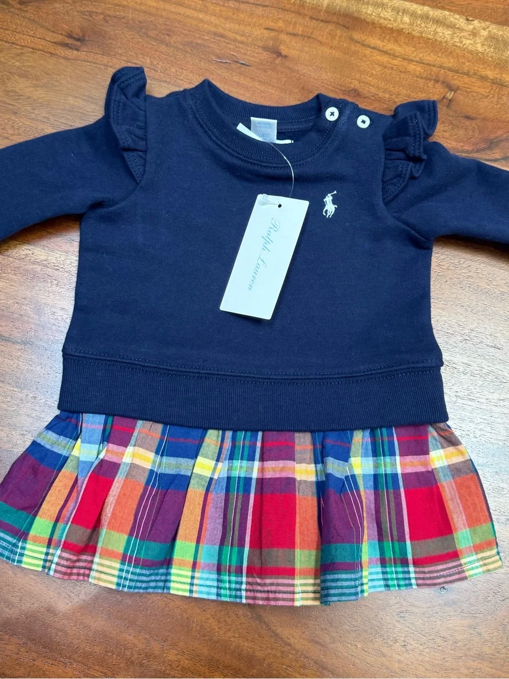 Ralph Lauren Madras-Skirt Fleece Dress